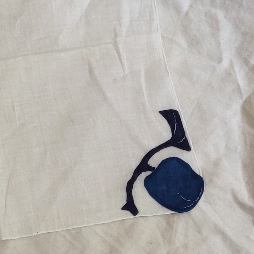 Vintage Handkerchief/Neck Scarf Blueberry Applique